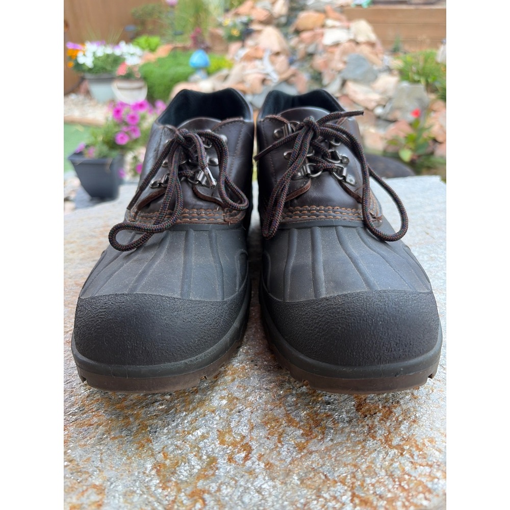 Vintage LL Bean Storm Chaser Duck Boots Mens 12 Wide Brown Leather Waterproof - Picture 2 of 8